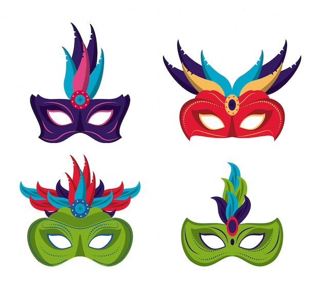 Premium Vector | Mardi gras masks icons