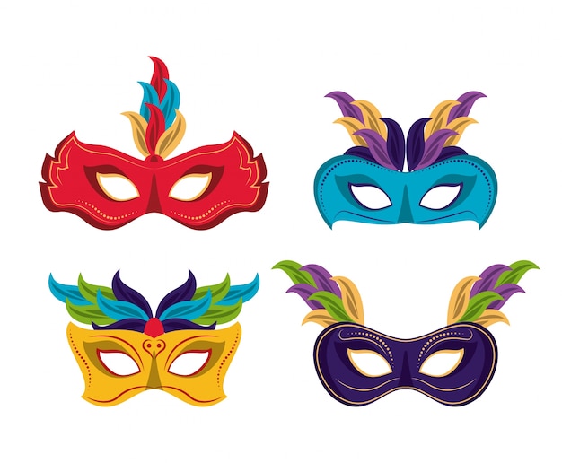 Premium Vector | Mardi gras masks icons