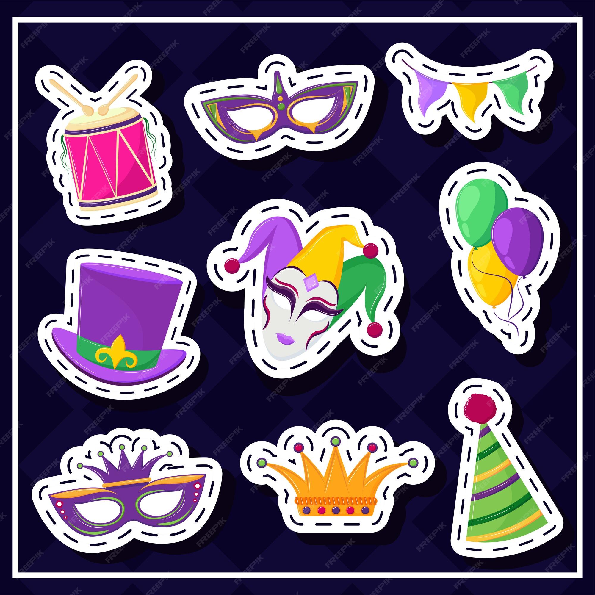 Premium Vector Mardi Gras Stickers 