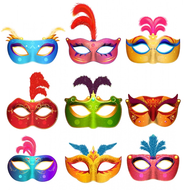 Premium Vector | Mardi gras venetian handmade carnival masks. face ...