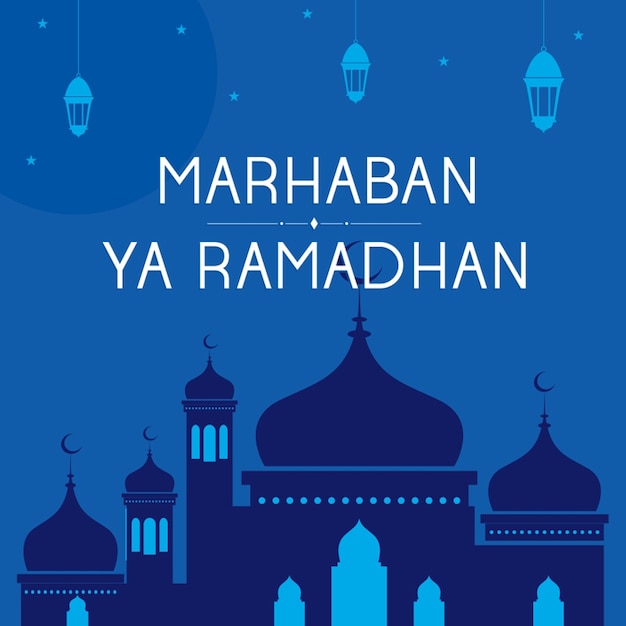 Marhaban ya ramadhan vector background | Premium Vector