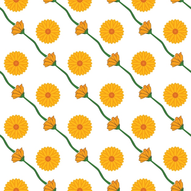 Premium Vector | Marigold flower seamless pattern design