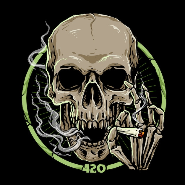 Premium Vector | Marijuana skull on dark