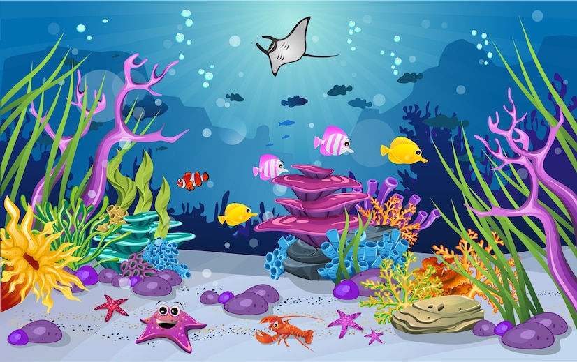 Premium Vector | Marine habitats and the beauty of coral reefs