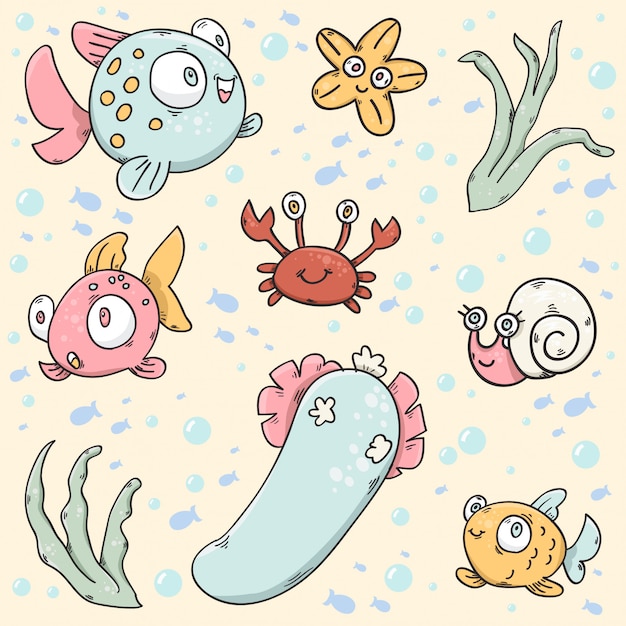 Marine life vector | Premium Vector