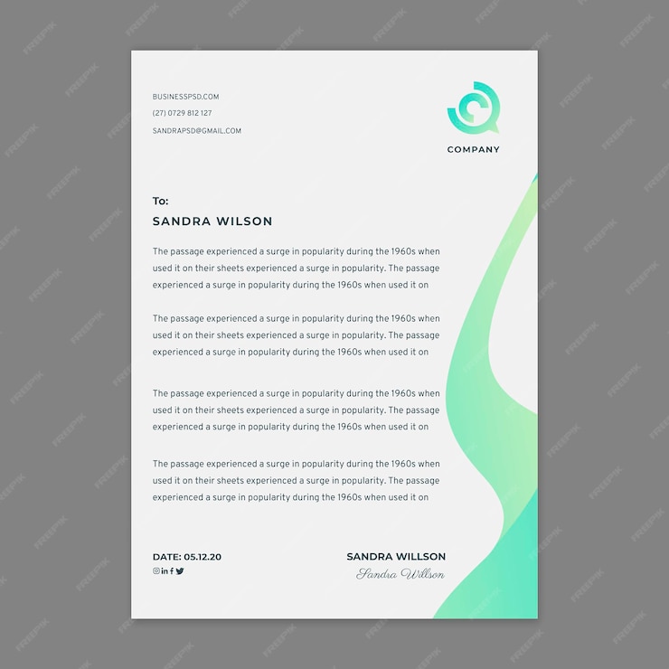  Marketing business letterhead template Premium Vector