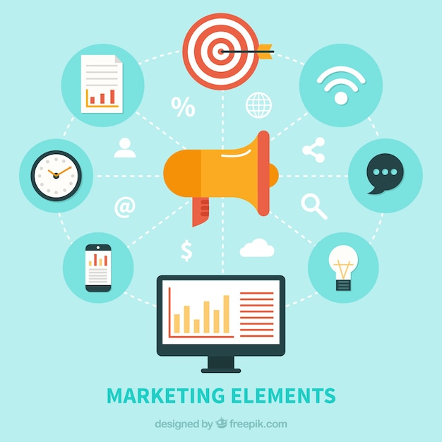 Marketing elements background in flat style Free Vector Marketing elements background in flat style Free Vector