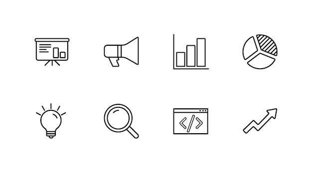 Premium Vector | Marketing icons rounded and thick