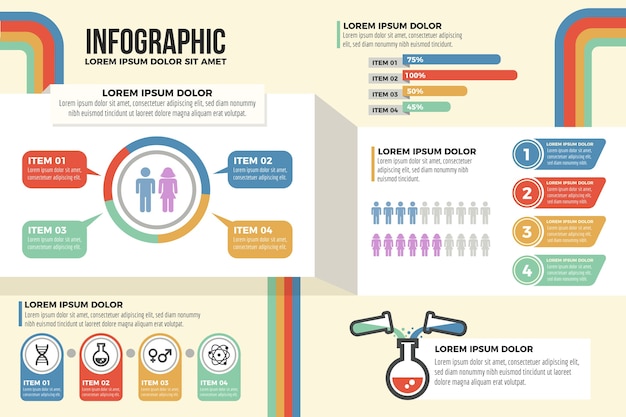 Marketing infographics with retro colors Free Vector