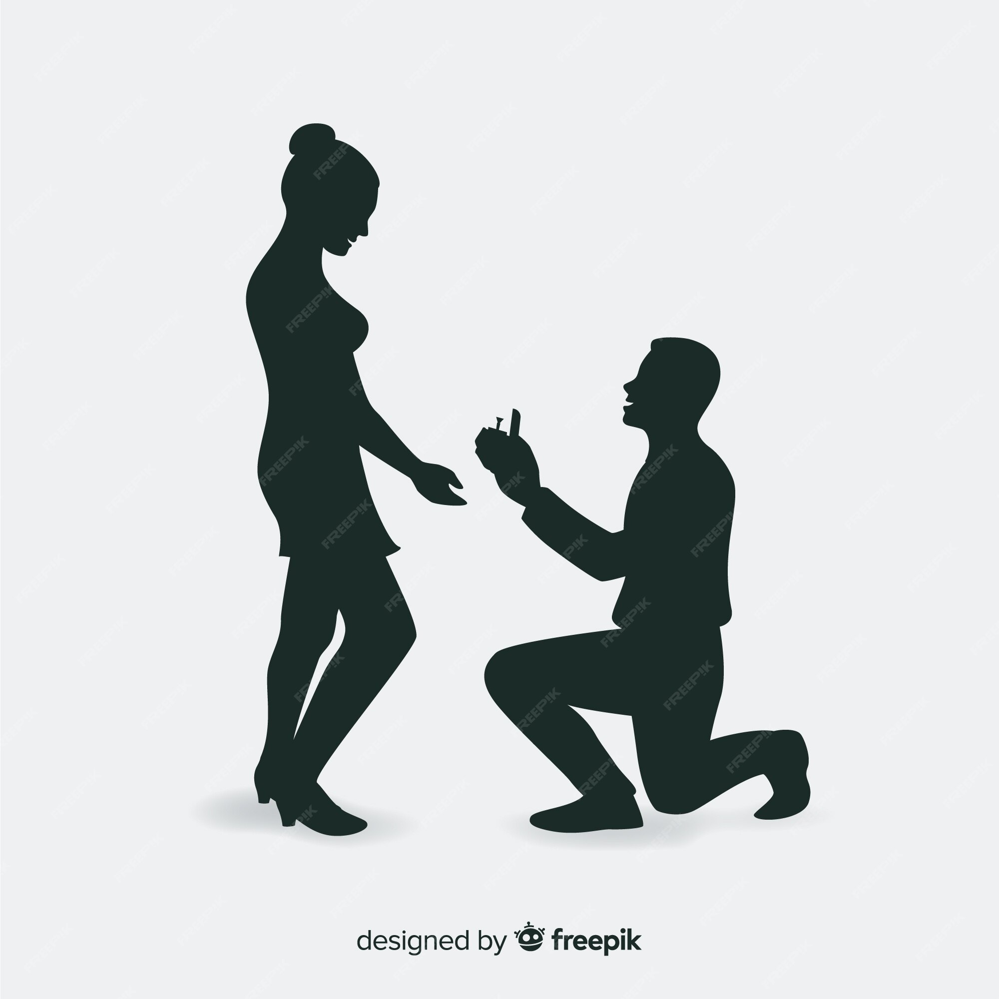 Free Vector | Marriage proposal composition with silhouette style