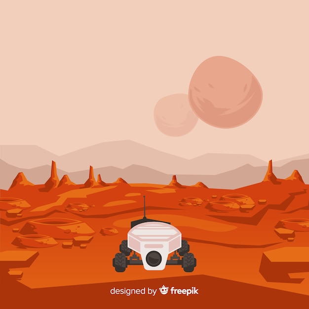 Free Vector | Mars landscape background with flat design