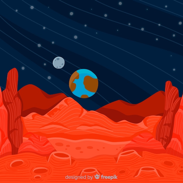 Free Vector | Mars landscape background