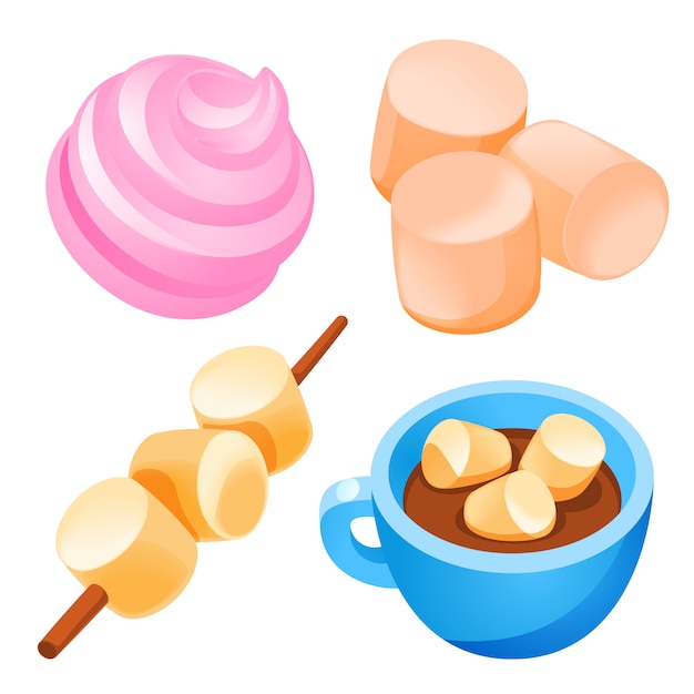 Download Marshmallow icons set, cartoon style Vector | Premium Download