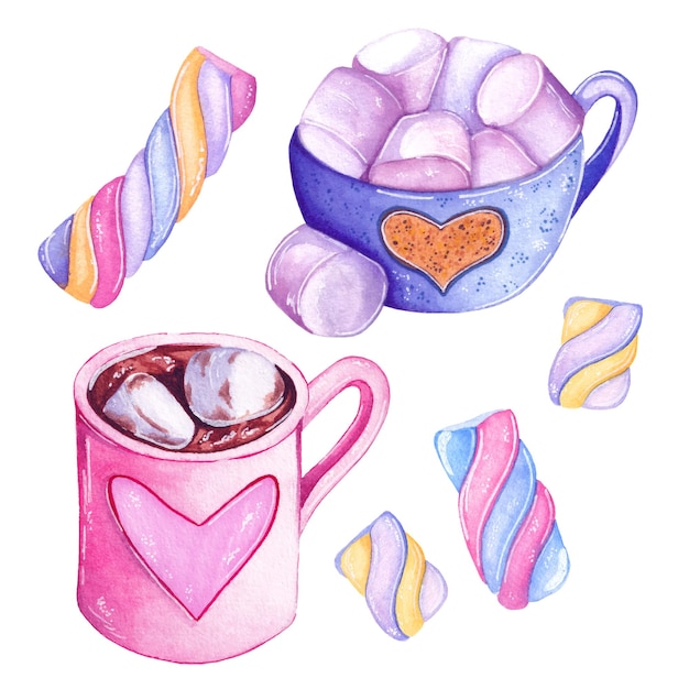 Premium Vector | Marshmallow mugs