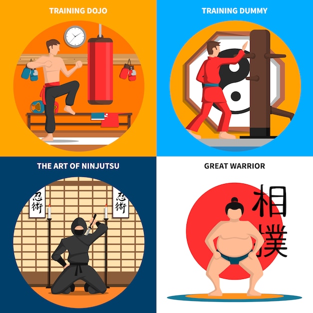 Free Vector | Martial arts concept icons set