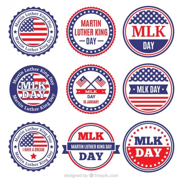 Martin luther king day badges collection | Free Vector
