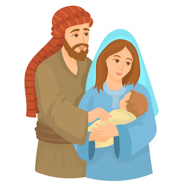 Mary and joseph with young jesus | Premium Vector