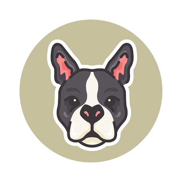 マスコットボストンテリア犬のイラスト ロゴやマスコットに最適 プレミアムベクター