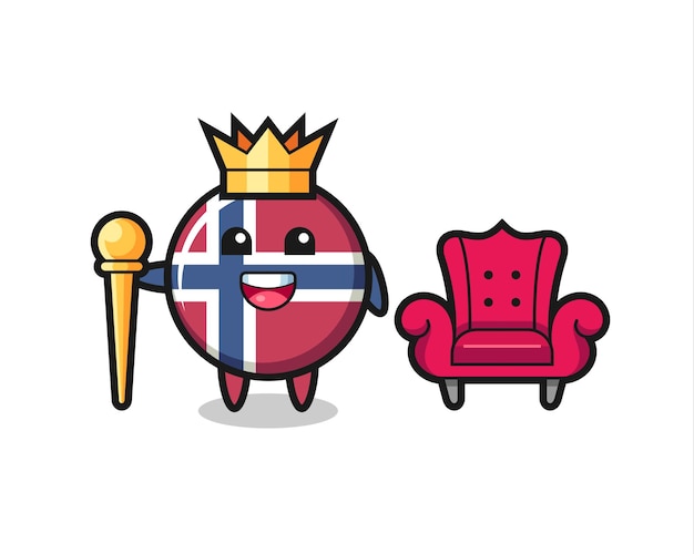 Premium Vector Mascot Cartoon Of Norway Flag Badge As A King Cute