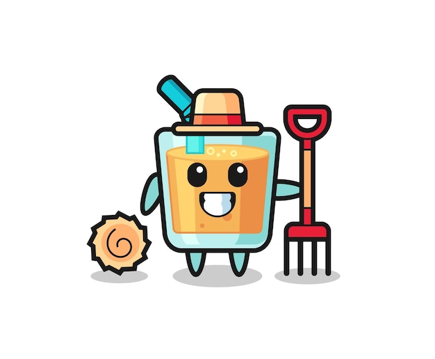 Premium Vector | Mascot character of orange juice as a farmer , cute ...