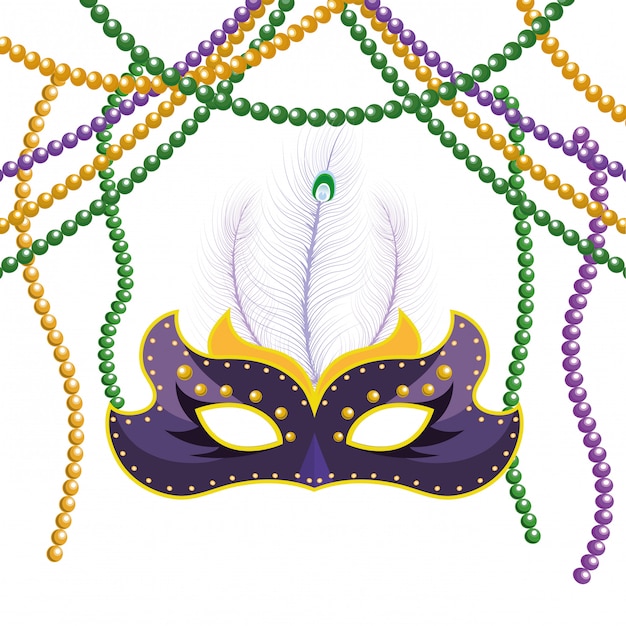 Mask and beads Premium Vector