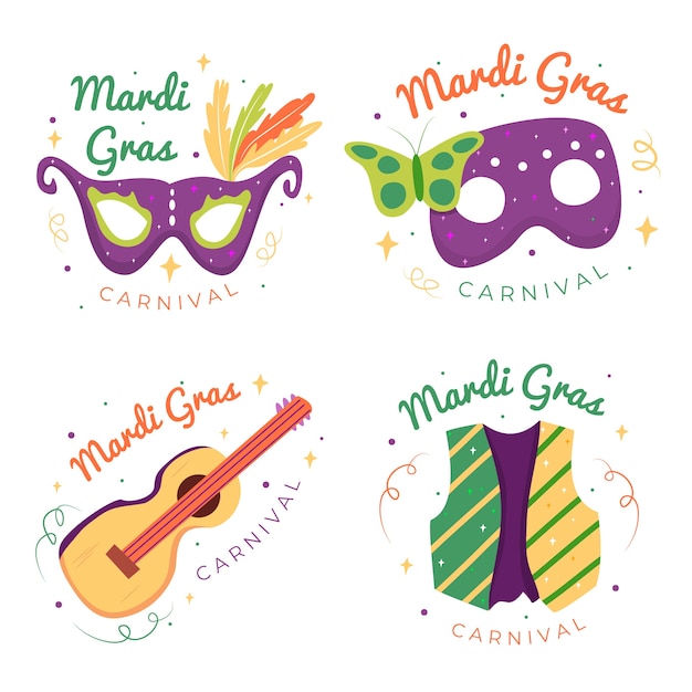 mardi gras label stickers