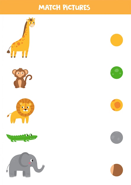 Premium Vector | Match animals and its pattern. educational worksheet