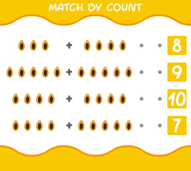 Premium Vector Match By Count Of Cartoon Papayas Educational Game