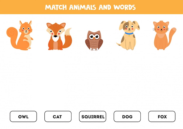 premium-vector-match-cute-animals-and-words-reading-game-for
