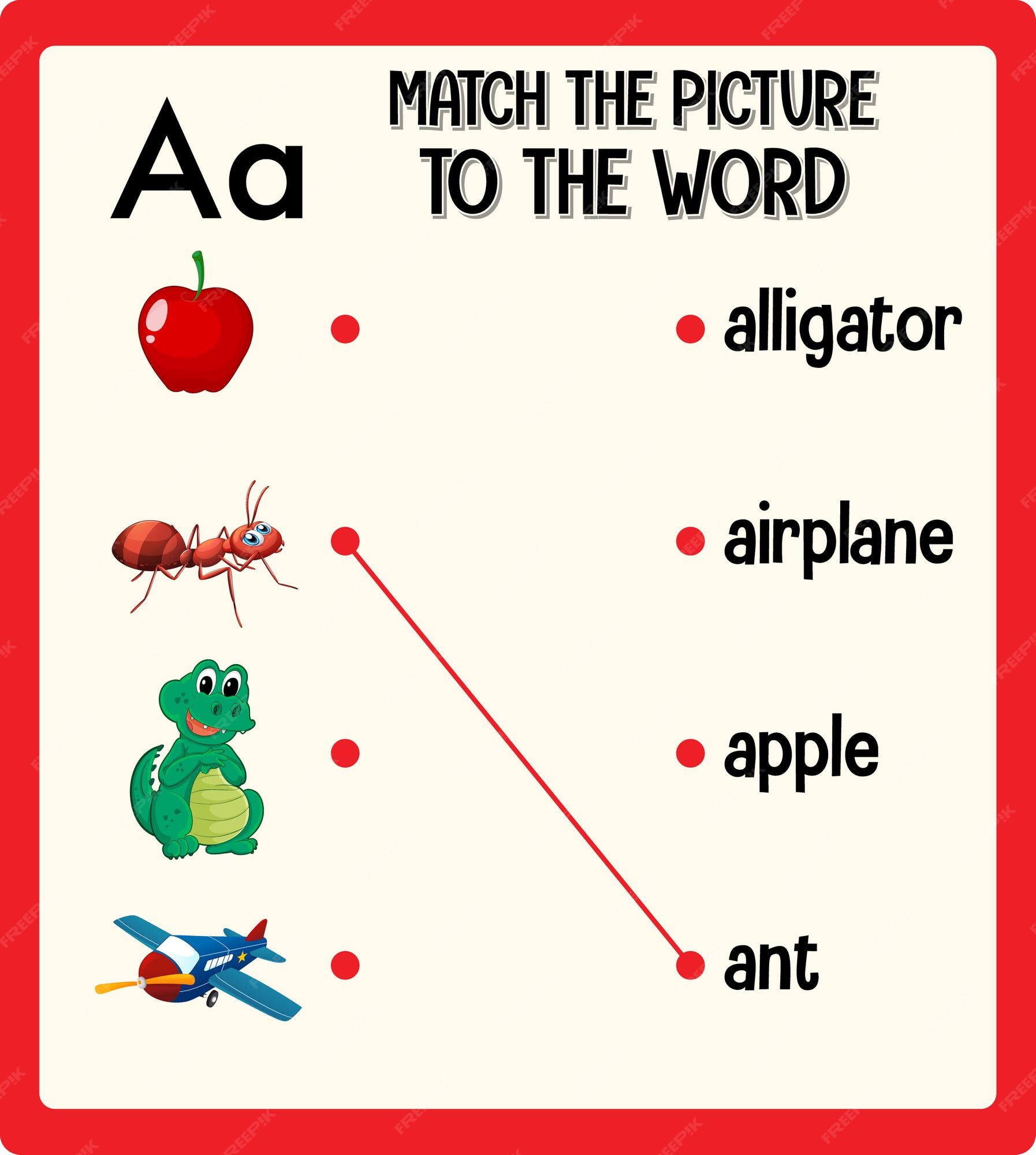 Free Vector Match the picture to the word worksheet for children