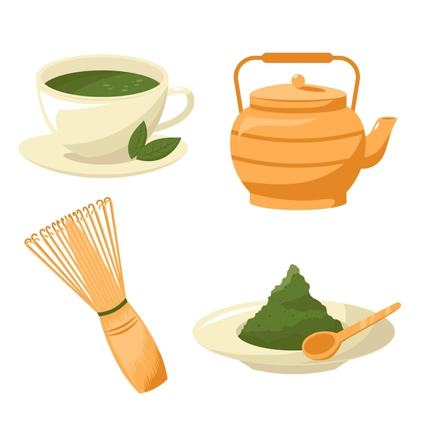 Matcha Tea Collection Free Vector 8885