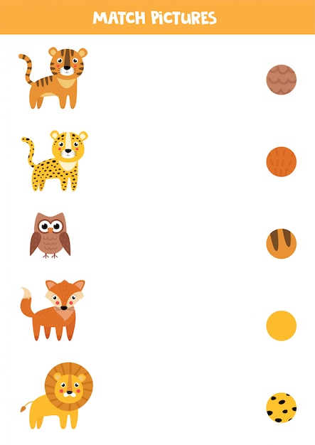 Premium Vector | Matching game for children. find the pattern of animal.