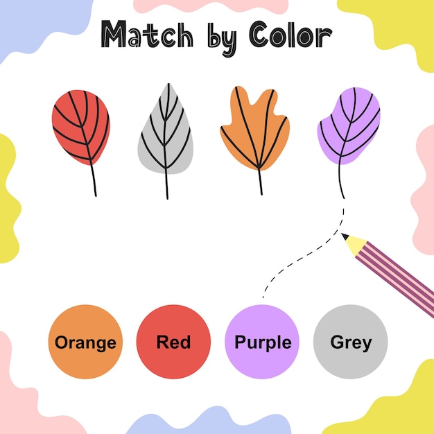 Premium Vector Matching Game For Kids Choose The Correct Colors For Leaves Activity Page Learning Colors Educational Worksheet For Toddlers