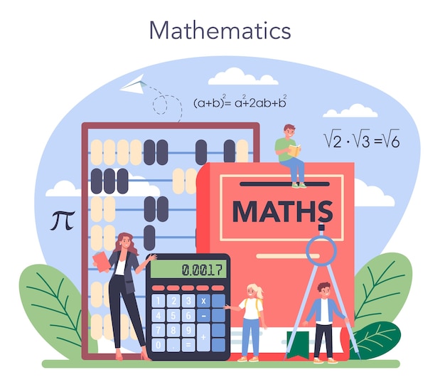 数学の教科イラスト プレミアムベクター