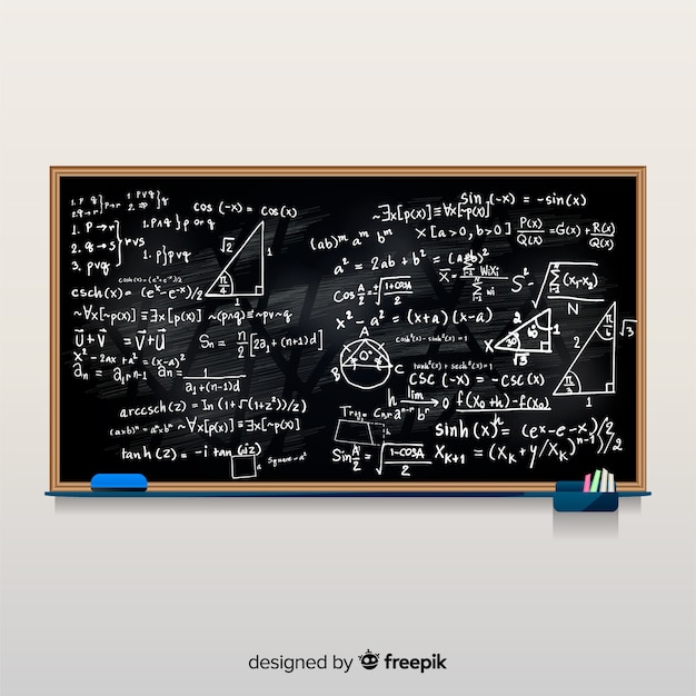 Free Vector Maths Realistic Chalkboard Background