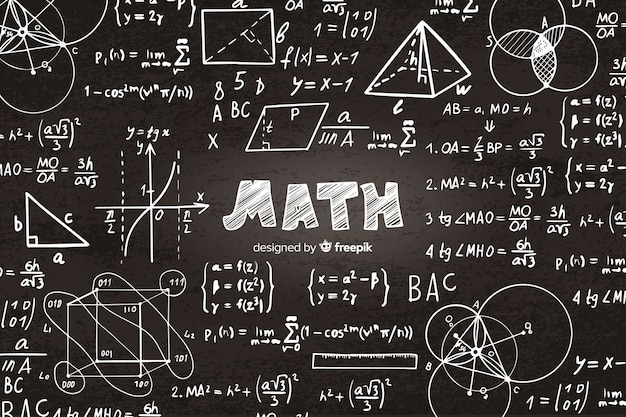 Premium Vector | Maths realistic chalkboard background