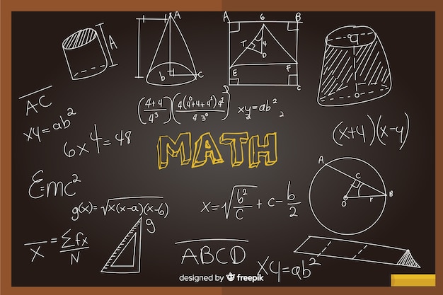 数学現実的な黒板背景 無料のベクター
