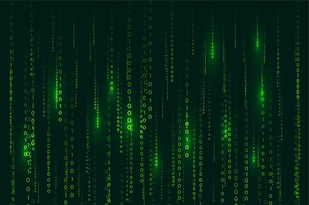 Matrix style binary code digital background with falling numbers Free Vector