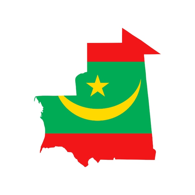 Premium Vector | Mauritania map silhouette with flag on white background