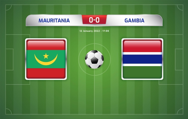 Premium Vector | Mauritania vs gambia scoreboard broadcast sport soccer ...