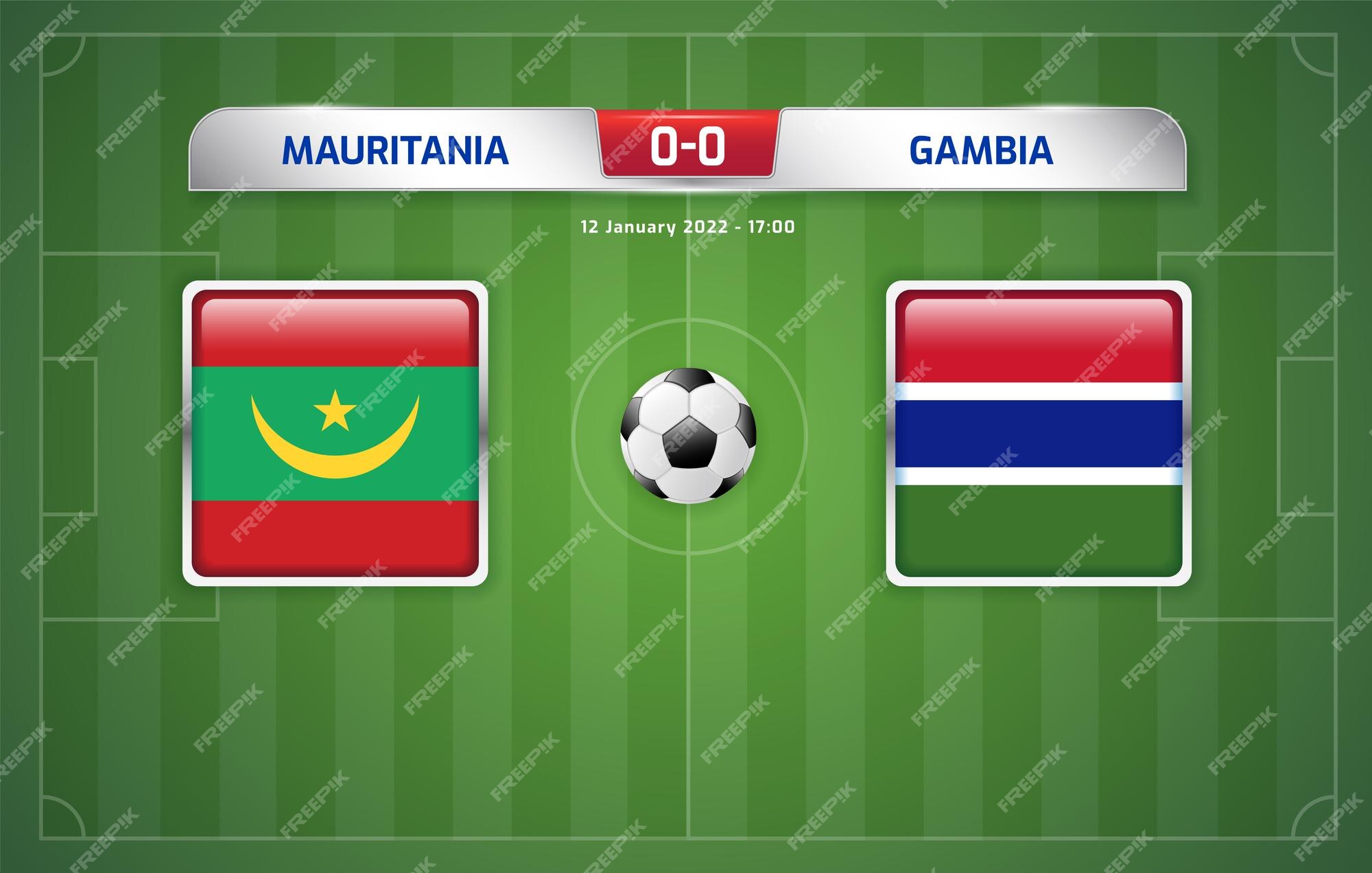 Premium Vector | Mauritania vs gambia scoreboard broadcast sport soccer ...