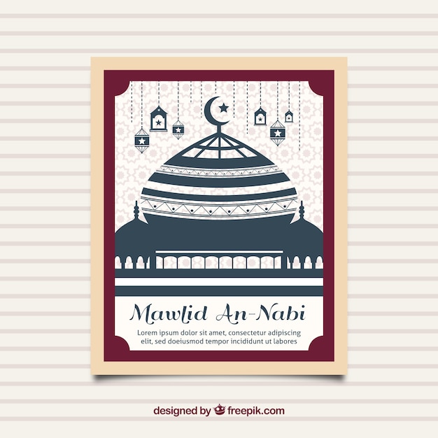 Mawlid mosque card Premium Vector