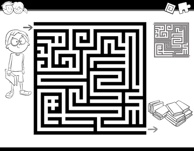 Premium Vector | Maze coloring book