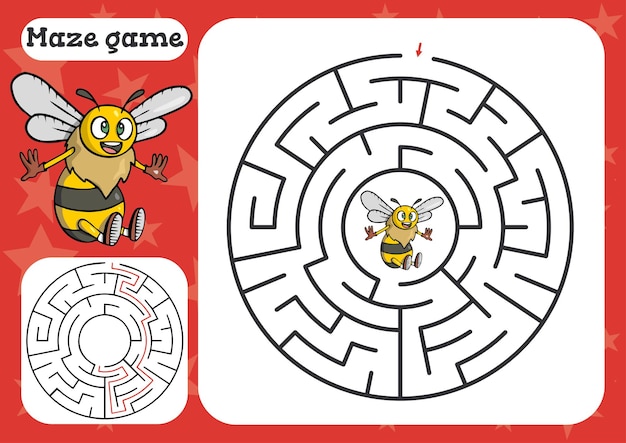 Premium Vector | Maze game for children with bee