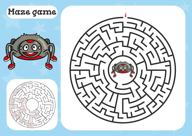 Premium Vector | Maze game for children with spider