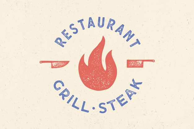 Download Free Meat Logo Logo For Grill House Restaurant With Icon Fire Knife Use our free logo maker to create a logo and build your brand. Put your logo on business cards, promotional products, or your website for brand visibility.