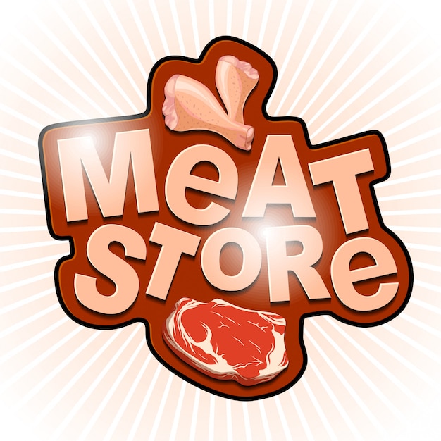 Premium Vector | Meat store logotype template. colorful sticker design.