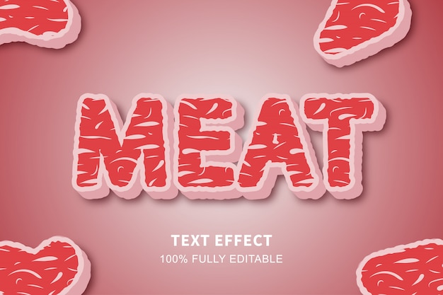 Meat Style Text Effect Editable Text Premium Vector