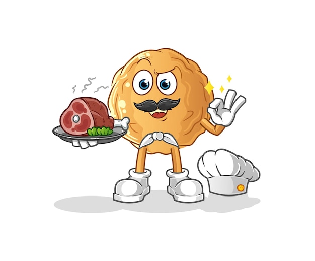 Premium Vector | The meatball chef with meat mascot. cartoon vector