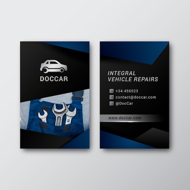  Mechanic double-sided vertical business card template